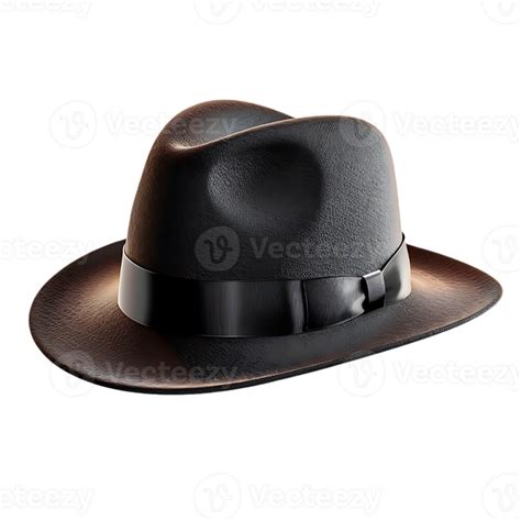 3d Render Of A Black Fedora Hat With A Black Ribbon 49240984 Png