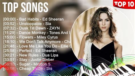 Top Songs Sia Justin Bieber Rihanna Miley Cyrus Dua Lipa