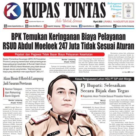 Kupas Tuntas Surat Kabar Harian Kupas Tuntas Edisi Rabu 14 Agustus 2024