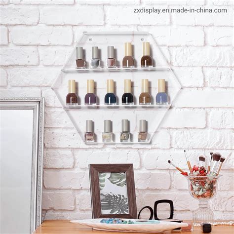 Clear Wall Mounted Acrylic Nail Polish Storage Display Rack For Nail