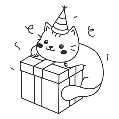 Geburtstag Gefüllt Schlaganfall Katzengeschenk PNG Und SVG Design Für