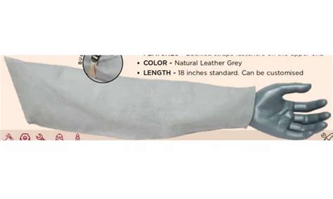 Polyester Gray Leather Safety Hand Sleeves For Industrial Size