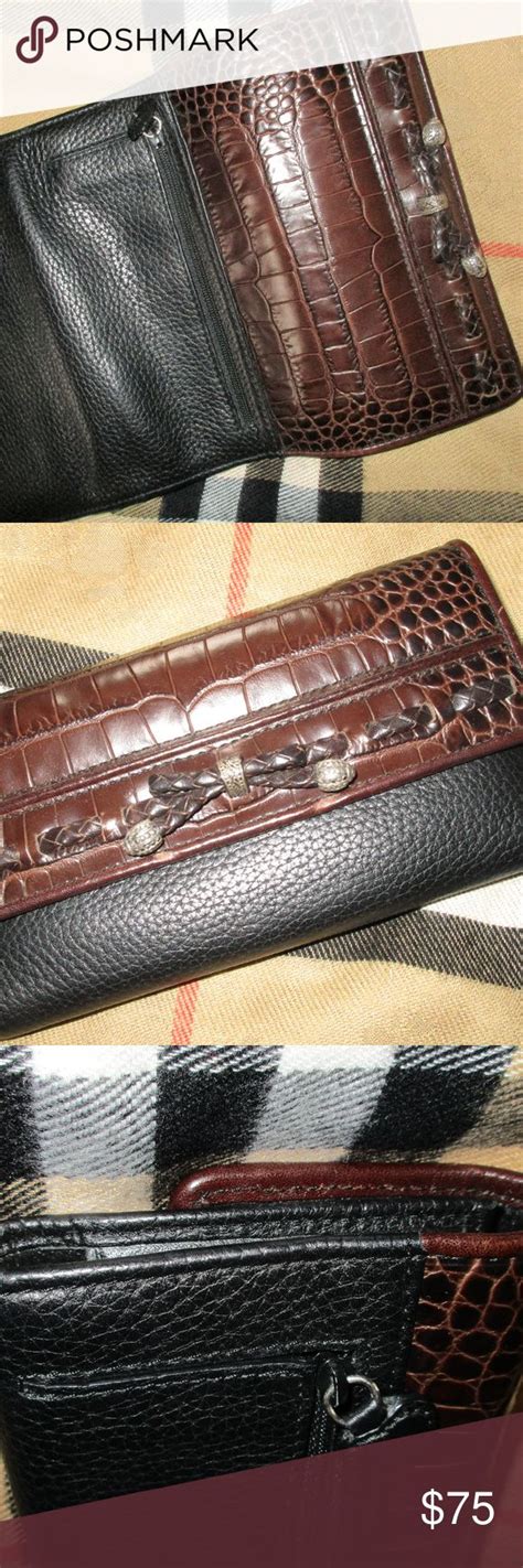 Brighton Convertible Leather Croc Purse Checkbook Wallet Brighton