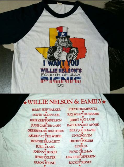 Vintage Willie Nelson Picnic shirt 1985 | Country music shirts, Concert ...