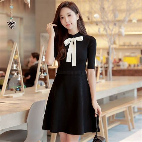 Dabuwawa Mock Neck Elbow Sleeve Knit Dress Yesstyle