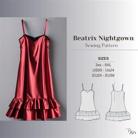 Nightgown Pdf Pattern Plus Size Etsy