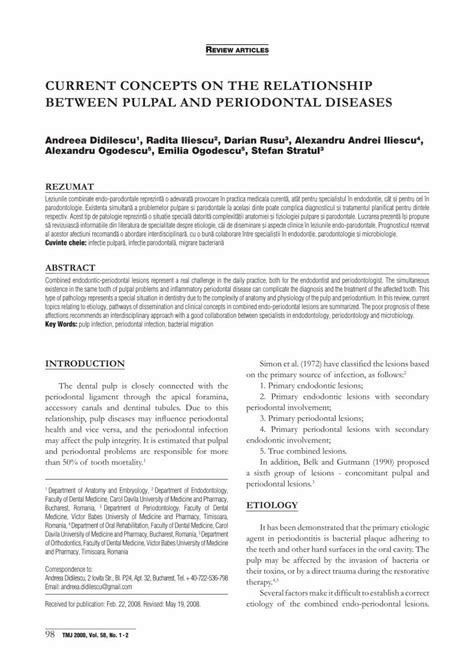 PDF CUrrENt CONcEPtsON THE RELatIONsHIP BEtWEEN PULPaL AND