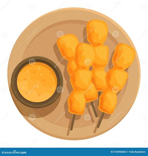 Bali Traditiona Food Sticks Icon Cartoon Vector Celebration Culture