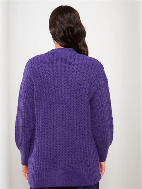 Cardigan En Tricot Manches Longues Et Col En V Pour Femmes W Dg Z