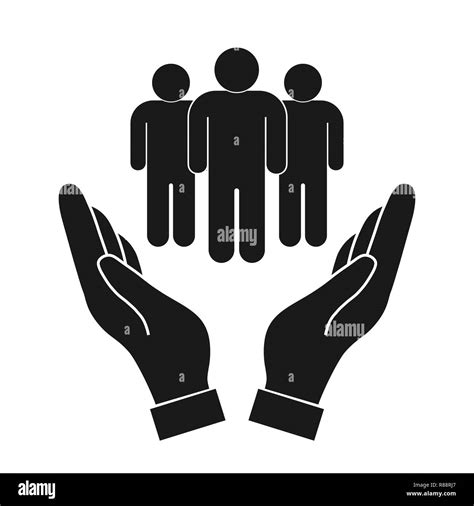 Safe People In Hand Protection Vector Icon On White Background Stock