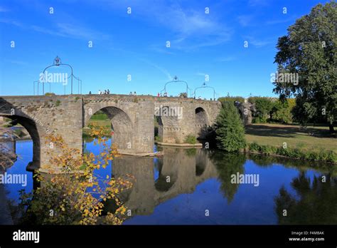 Old Bridge Over Aude River Carcassonne Aude Languedoc Roussillon