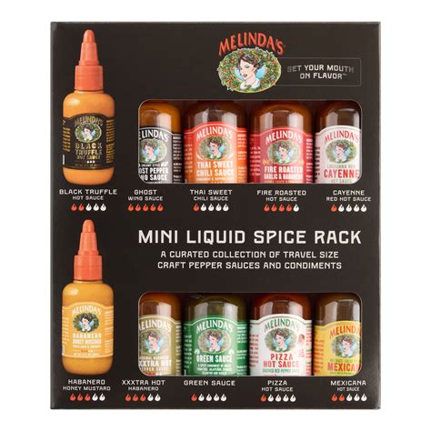 Melinda S Mini Liquid Spice Rack Hot Sauce Gift Set 10 Pack World Market