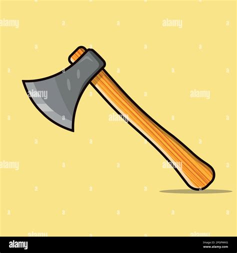 Cartoon Vector Of An Axe With A Wooden Handle, Vector Axe Stock Illustrations, Axe Flat Vector ...