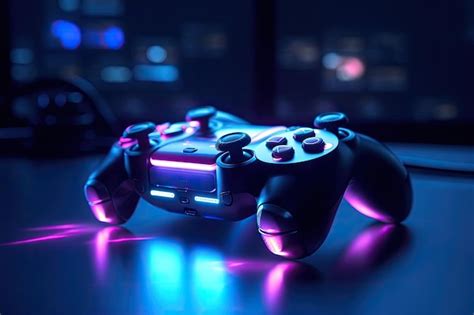 Detalhe de um controlador de jogos botões e joystick generative ai