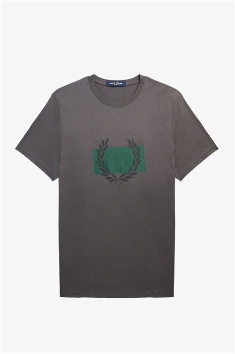 Laurel Wreath Graphic T Shirt Gunmetal Mens T Shirts Designer T Shirts For Men Fred Perry