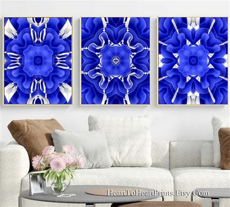 Royal Blue Wall Art Abstract Printable Art Set of 3 Prints | Etsy