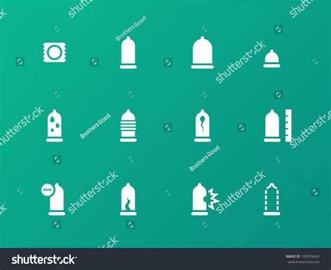 Safe Sex Condoms Icons On Green Stock Vector Royalty Free