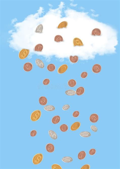 Money falling from the sky stock illustration. Illustration of cloudy ...