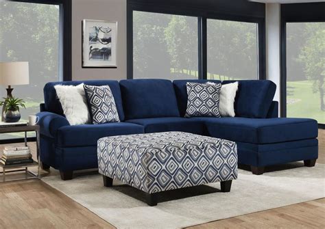 Groovy Chaise Sectional Sofa - Navy Blue | Home Furniture