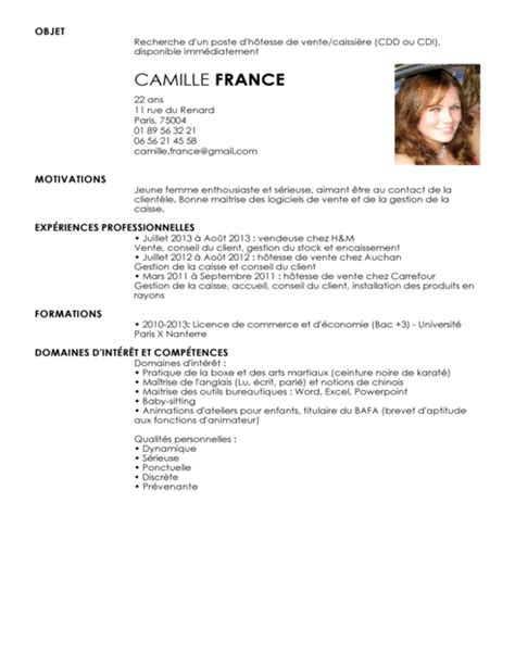 Exemple de cv étudiant caissier laboite cv fr