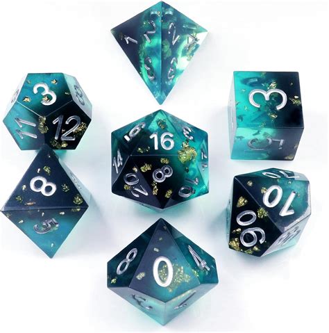 Amazon Pjoy Dnd Sharp Edged Dice Set Pcs Blue And Black Resin