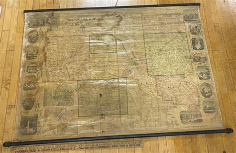 Lot Antique Wall Map Of Tompkins County New York From Actual