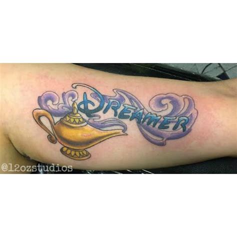 Awesome Full Color Walt Disney Aladdin Inspired Genie Lamp Tattoo