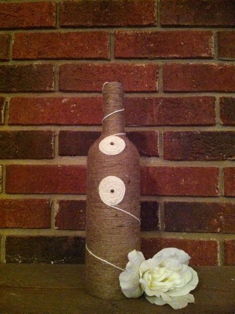 Upcycled Hand Twined Wine Bottle Vase By Artist Beth Worsdell