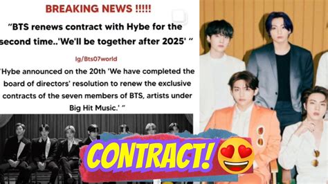 Bts Signs Second Contract Renewal With Hybe 😍 For A Thrilling 2025