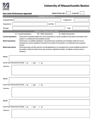 Fillable Online Hr Umb Non Unit Performance Appraisal Fax Email Print