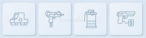 Set Line Collimator Sight Hand Smoke Grenade Uzi Submachine Gun And Buying Pistol White