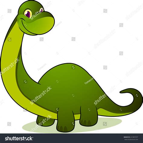 Smiling Brontosaurus Vector Cartoon Icon Illustration