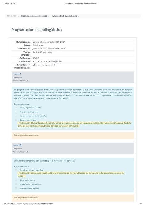 Puntos extra 1 autocalificable Programación neurolingüística 1 18 24