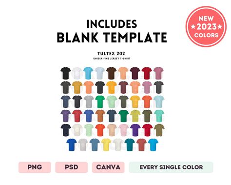 Tultex 202 Color Size Chart EDITABLE Canva Template 202 Etsy