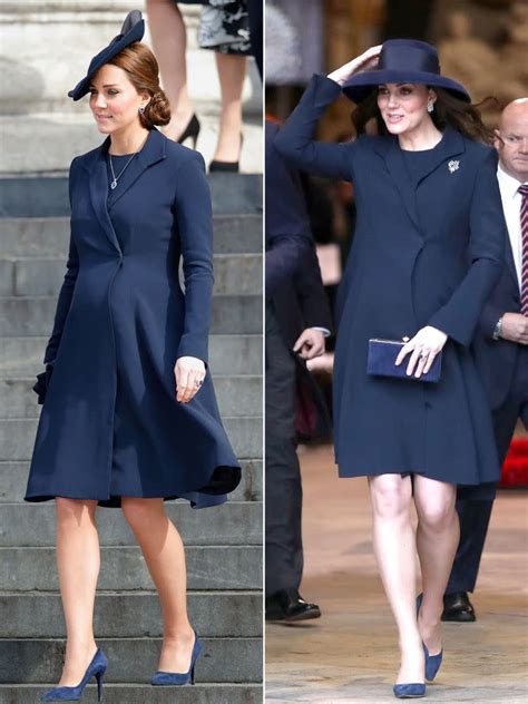 Pregnancy Flashback! Kate Middleton Wears Same Navy Coat She Wore While ...