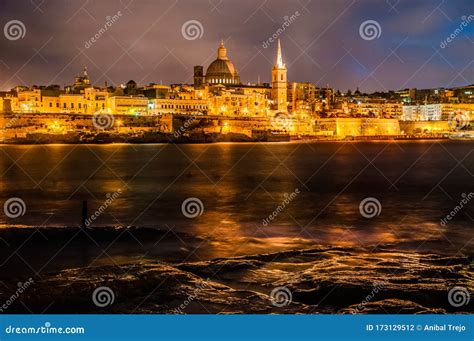 Valletta Seafront Skyline View, Malta Stock Photo - Image of malta ...