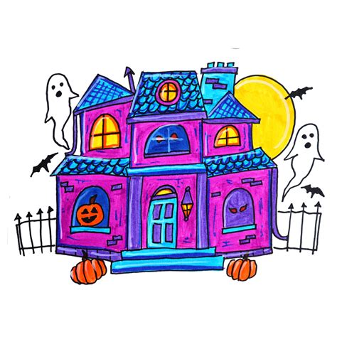 How To Draw A Spooky Haunted House Step By Step For Kids Fun Facts