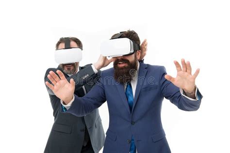 Virtual Reality Partnership Mature Men With Beard In Suit Modern
