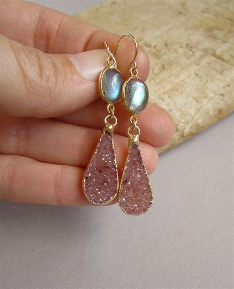 Druzy Earrings Drusy Quartz Bezel Set By Julianneblumlo On Etsy Druzy