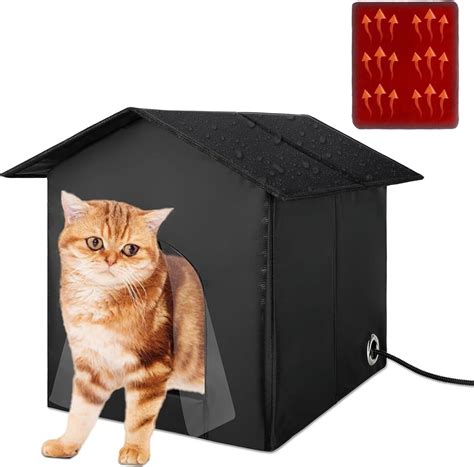 Fhtonge Heated Cat House For Outdoor Cats In Winter Weatherproof