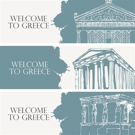 Conjunto De Pancartas Sobre El Tema De La Antigua Grecia Vector Premium