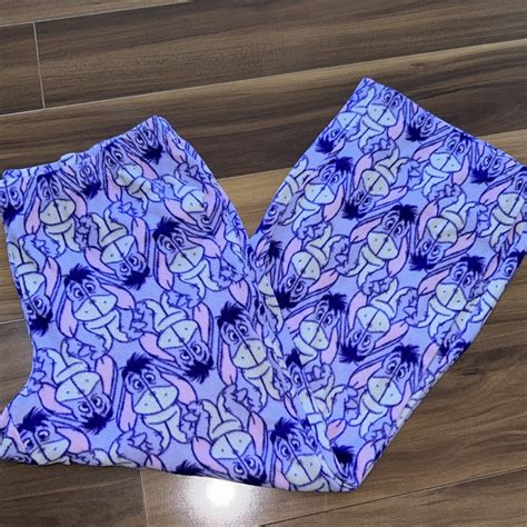 Large Eeyore Disney Purple Pajama Pants Fleece Gem