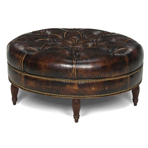 leather ottoman coffee table round - Emilie Willingham