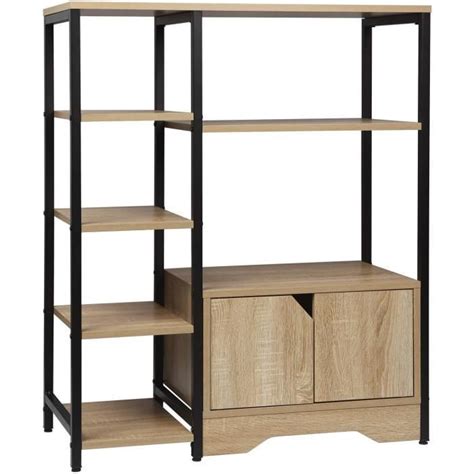 Woltu Biblioth Que Meuble De Rangement En M Tal Et Mdf Style Industriel