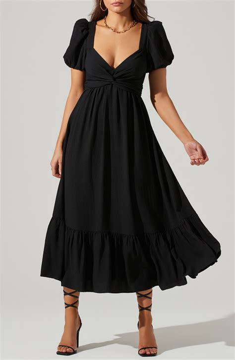 Astr The Label Tie Back Puff Sleeve Midi Dress Nordstrom