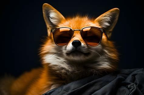 Funny Fox Wearing Sunglasses Premium Ai Generated Image