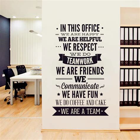 2016 New Fashion Quotes Wall Sticker Office Rules Vinyl Decals " We Are A Team" Increase Team ...