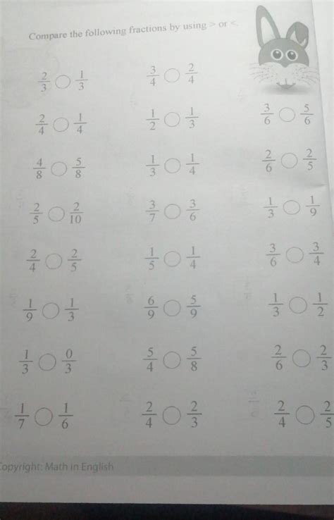 Compare The Following Fractions By Using Or