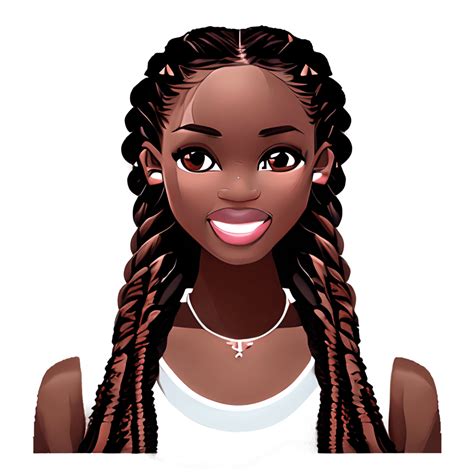 Brown Eyes Cocoa Skintone African Women Realistic Long Braids