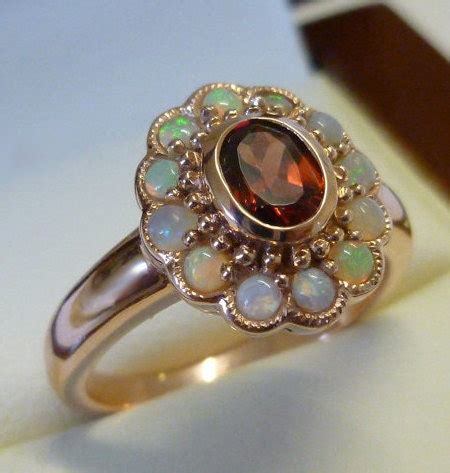 9ct 9k Rose Gold Garnet Opal Ring Vintage Opal Ring Etsy